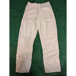 Claudio Milano Linen Pants High Waist Straight‎ Leg Casual Beige Size S (Read)